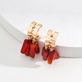 Red Agate Flame Earrings