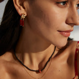 Red Agate Flame Earrings