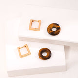 Tiger Eye Growth Ring Hoop Earrings