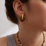 Tiger Eye Growth Ring Hoop Earrings